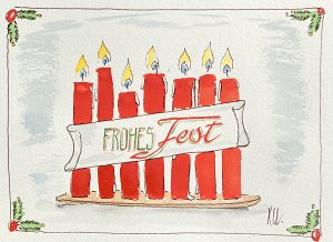 Bild Kerzen mit Schriftzug Frohes Fest